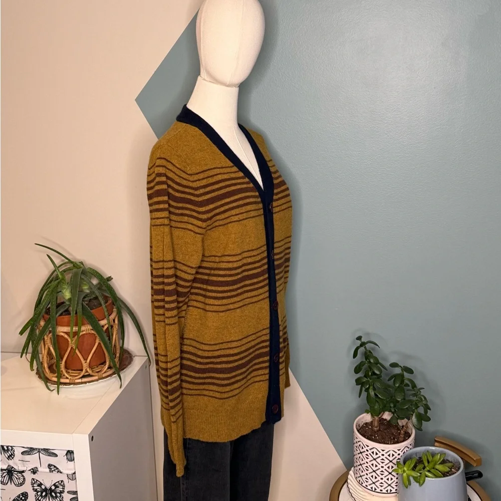 Wendi Reed 100% Lambswool Striped Cardigan Boutique Designer Knit Sweater M - Picture 5 of 11